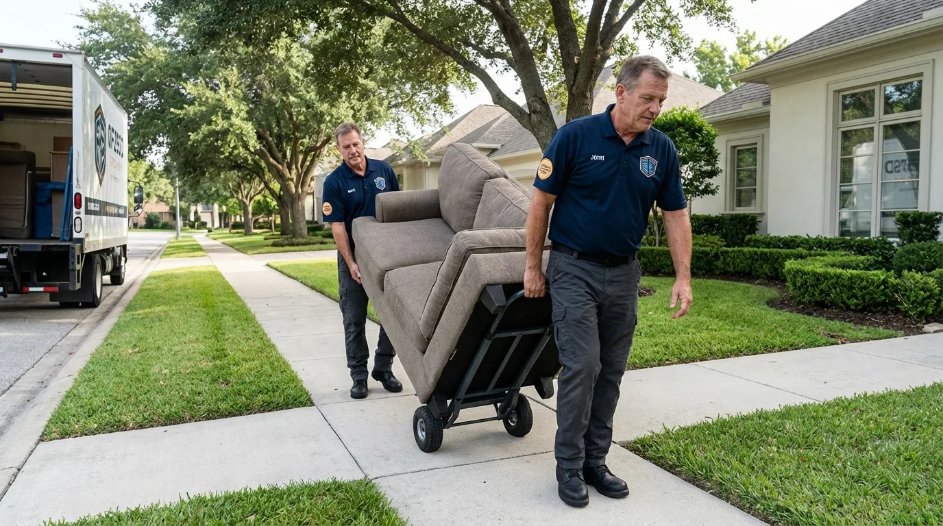 Local residential moving crew loading furniture in Sussex, WI